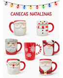 Kit 7 Canecas Natalinas de Porcelana | Coleção Especial de Natal