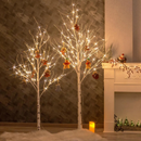 Árvore de Natal de Bétula com 24 LEDs Brilhantes – 60 cm