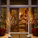 Árvore de Natal de Bétula com 24 LEDs Brilhantes – 60 cm