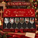 Conjunto de 6 Taças de Vinho Especial de Natal | Taças de Vidro 3D Natalinas
