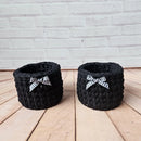 Kit Porta Panetone de Crochê Preto com Laço Branco