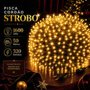 Strobo Cordão Natal 1600 Leds Pisca Flash 50m Prova D'água Bivolt Branco Quente