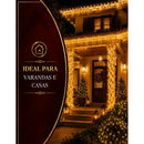 Strobo Cordão Natal 1600 Leds Pisca Flash 50m Prova D'água Bivolt Branco Quente