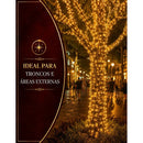 Strobo Cordão Natal 1600 Leds Pisca Flash 50m Prova D'água Bivolt Branco Quente